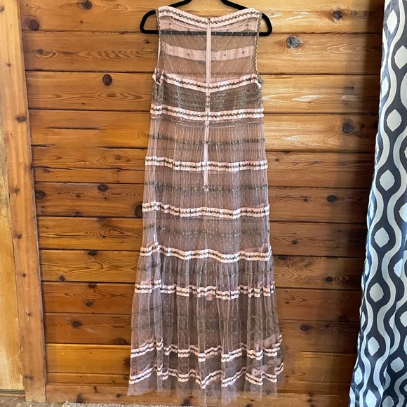 RED Valentino Point d'esprit tulle Pink Sheer Maxi Dress - Picture 2 of 11